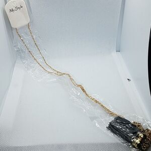 NWT My Style Black & Gray Tassel Necklace
